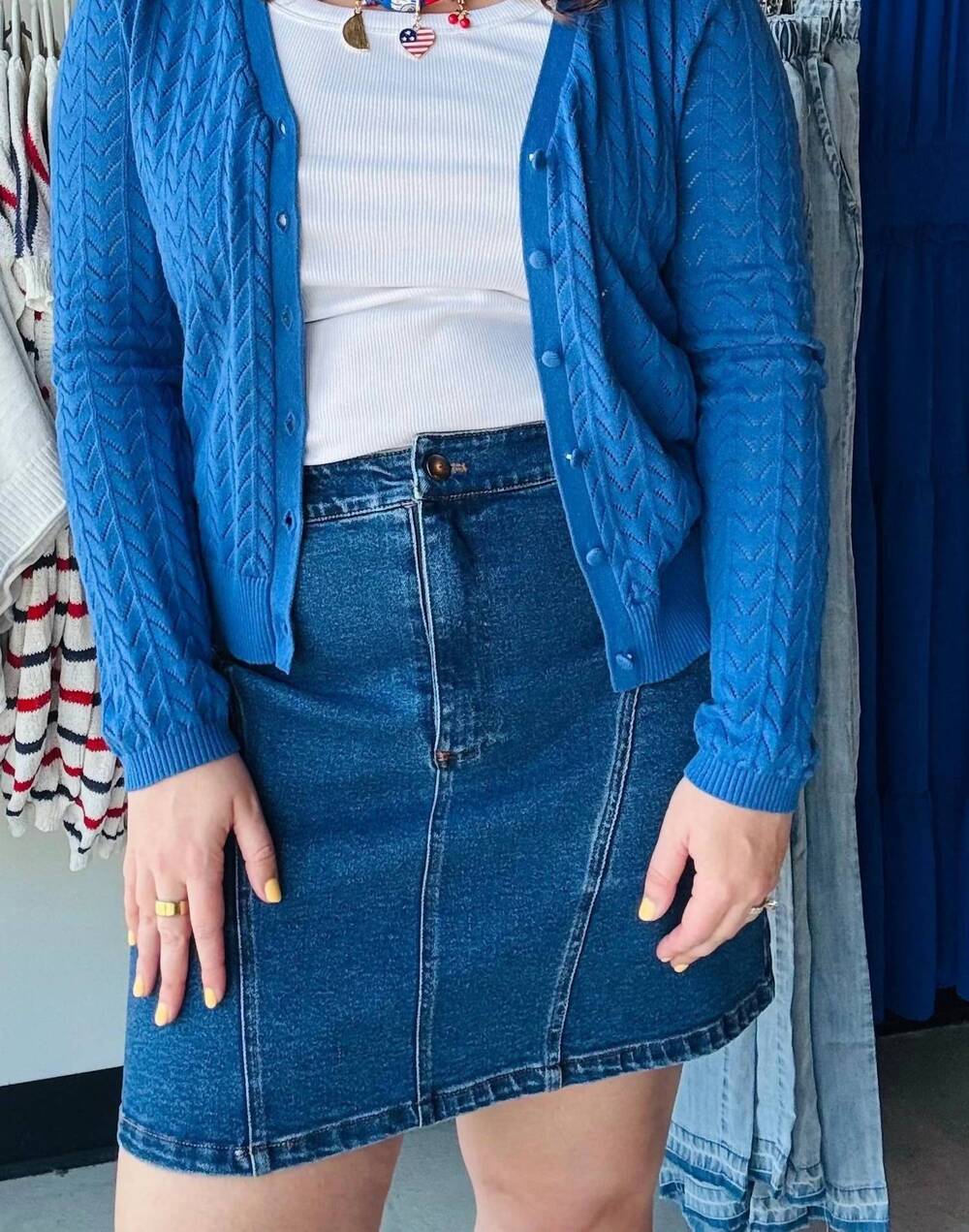 NEW SUNDAY EDITION women's pocket front skirt in blue
